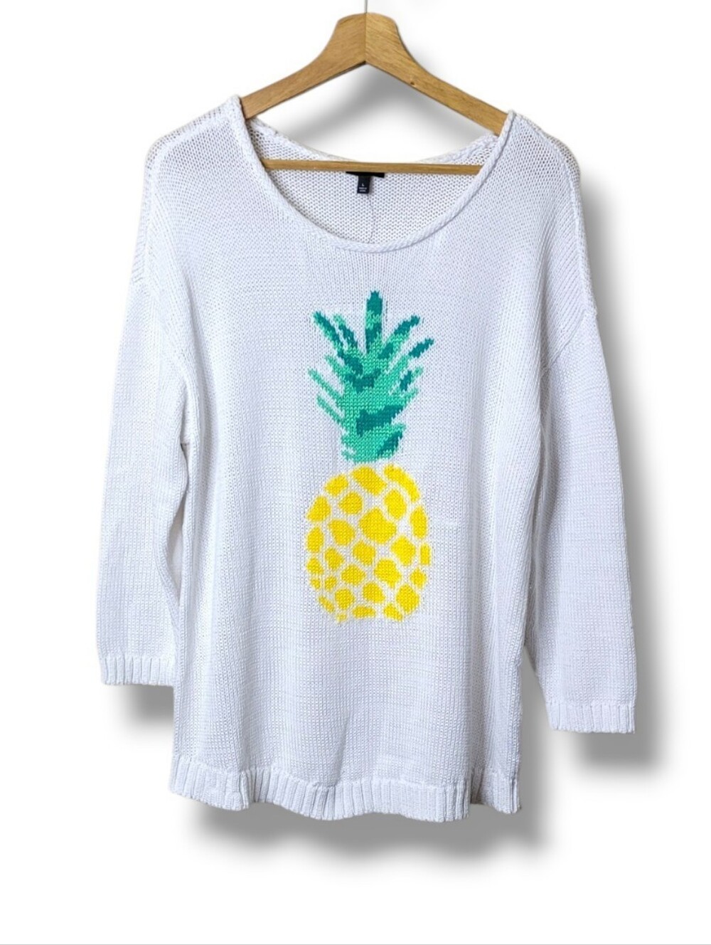 NWT Talbots Open-Neck Pineapple Sweater - Picture 6 of 9
